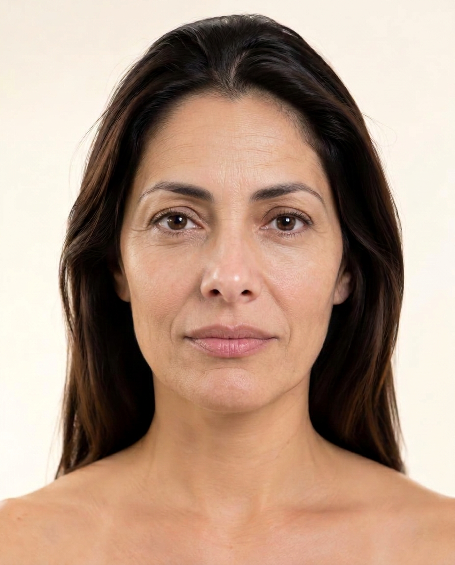 Rosto de uma paciente antes do procedimento de harmonização facial